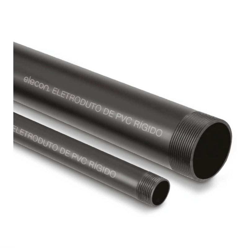 Eletroduto Rígido Não Metálico PVC Preto Com Rosca 1" 3000mm ECEDV13 Elecon