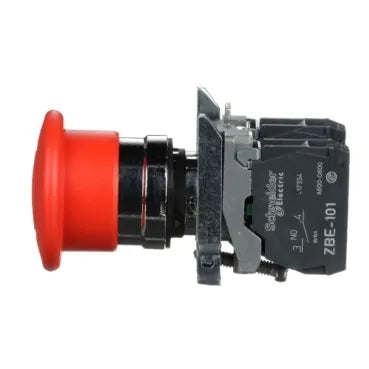 Botão Redondo Vermelho 22mm 1NA+1NF Soco Emergência XB4BT845 Schneider