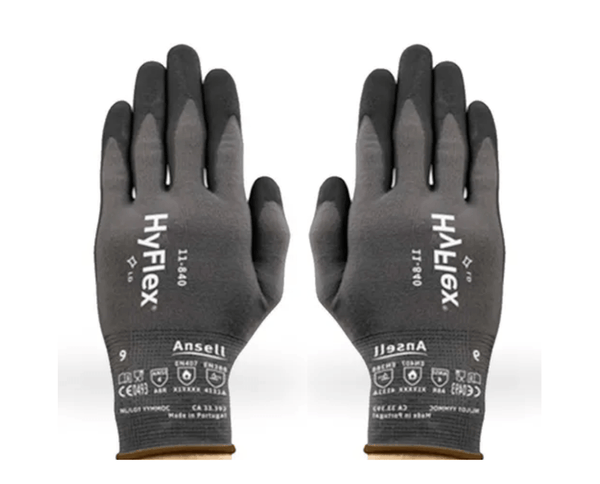 Luva Proteção Mecânica Nylon Cinza Escuro Nitrílica HyFlex 11 840 Tamanho 9 CA 33392 Ansell