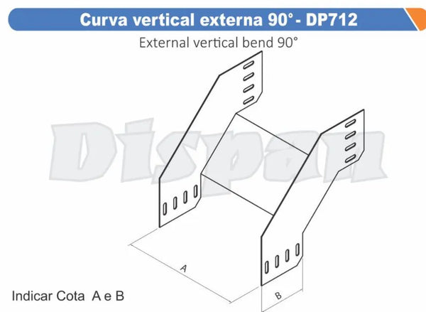 Curva Eletroc Vt Ext 90G Perf Pz U Ch22 50X 50Mm DP712 - Dispan
