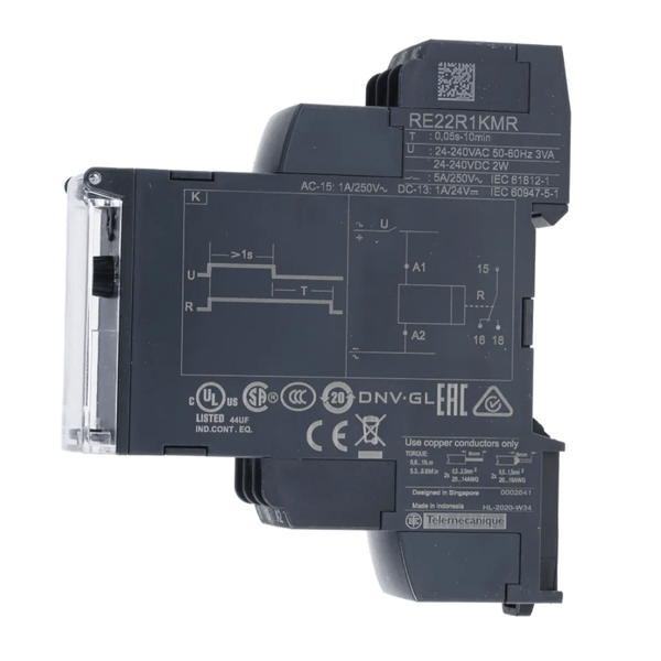 Relé Temporizado Retardo Energizado Multi Escalas 0,1s A 100h 24 A 240 VCA/24 VCC RE17RAMU Schneider