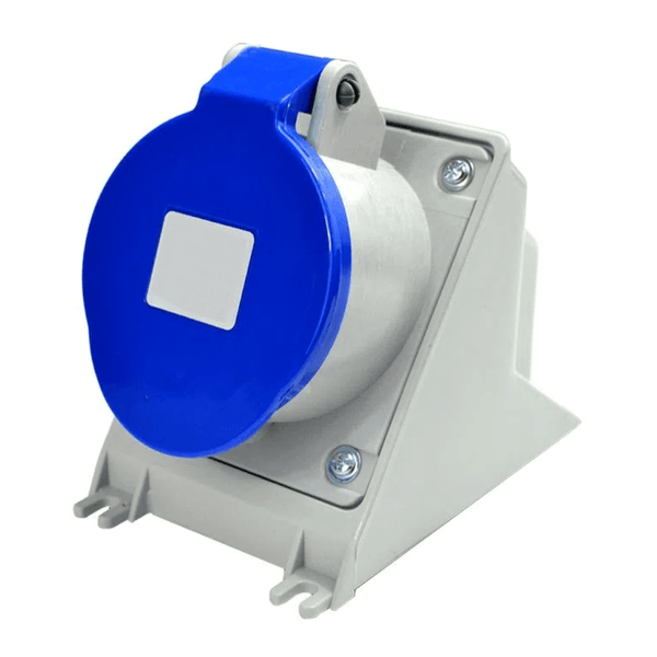 Tomada Industrial Não Metálica Embutir Plástico Fêmea Bipolar Terra 10A 250V Azul Quasar S8640 Steck