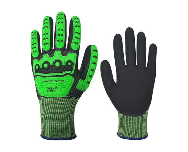 Luva Proteção Mecânica e Térmica Verde Nitrilico ImpactoCutr2 Tamanho G Volk