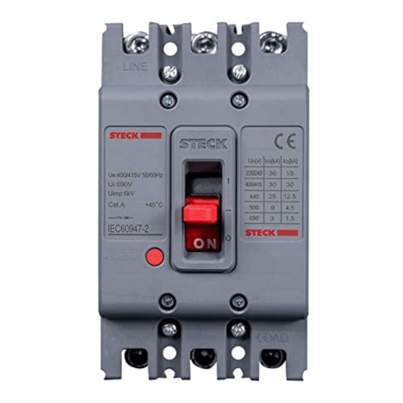 Disjuntor Caixa Moldada Tripolar Térmico E Magnético Fixos 690VCA 150a 3KA SDJS150 Steck