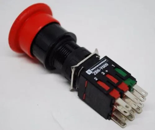 Botão Cogumelo 30mm Vermelho 16mm 250V 1NA+2NF Impulso Gra Seta Dir XB6AS8349B Schneider