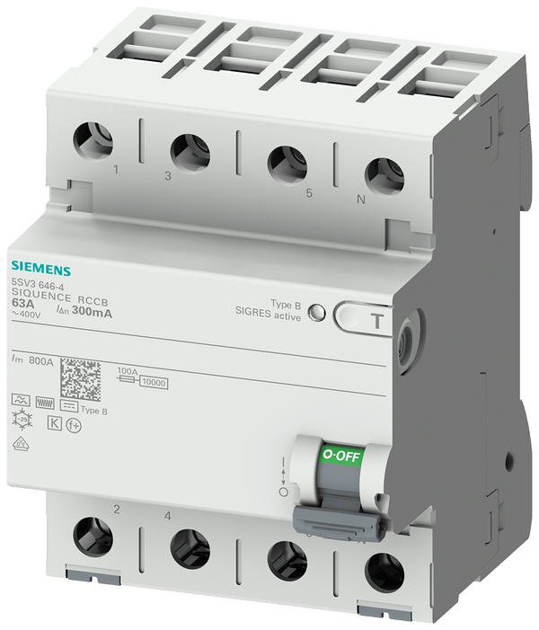 Interruptor DR Tetrapolar 400V 40A 30Ma 5SV33444 Siemens