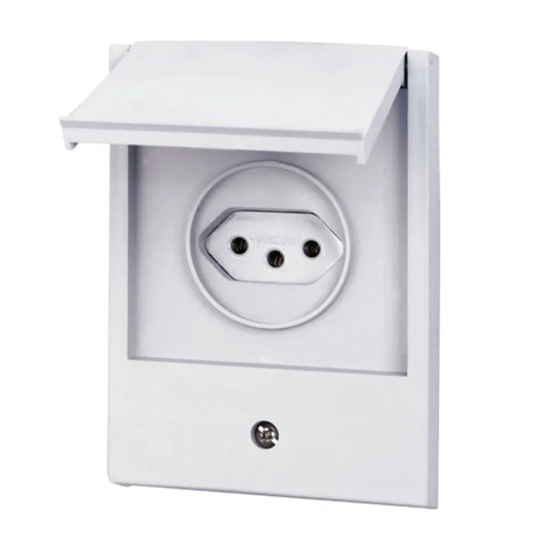 Tomada Predial 1 Módulo Cinza 2 Polos + Terra 10 A 250 V Com Placa 4x2" Cinza 064218 PIAL