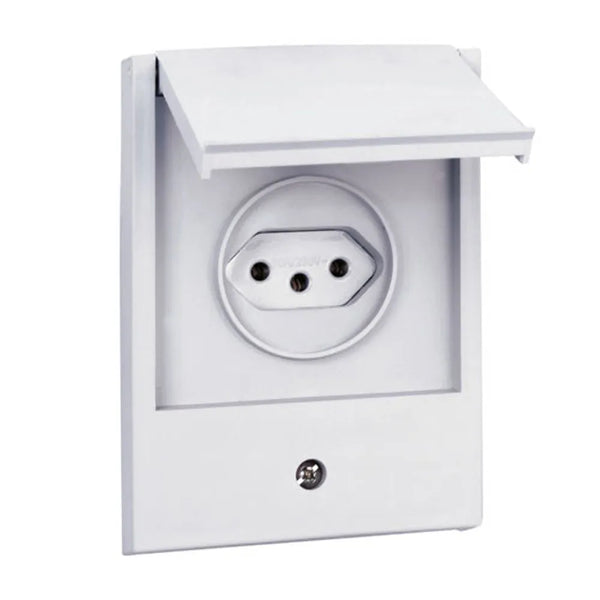 Tomada Predial 1 Módulo Cinza 2 Polos + Terra 10 A 250 V Com Placa 4x2" Cinza 064218 PIAL