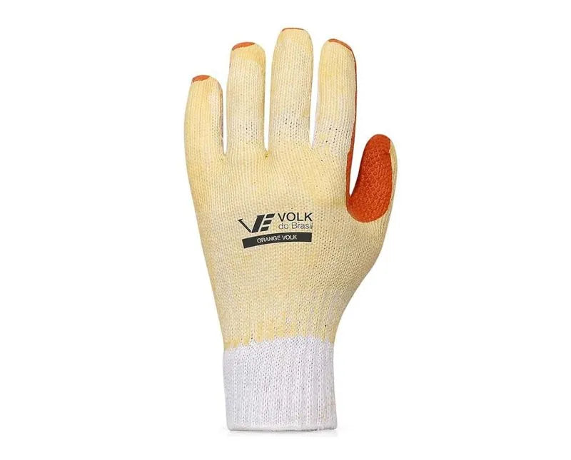 Luva Tricotada Laranja Recoberto Banho Látex 101095705 Tamanho 9 CA 21367 Volk