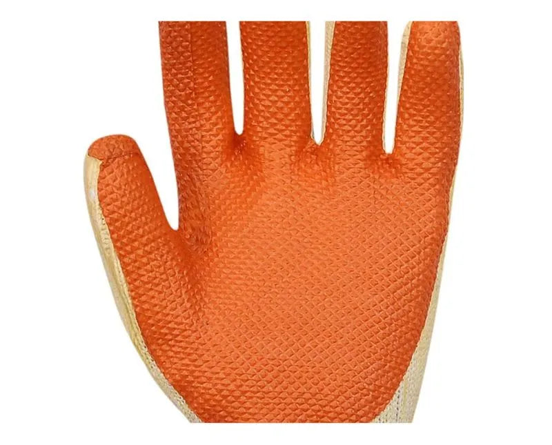 Luva Tricotada Laranja Recoberto Banho Látex 101095705 Tamanho 9 CA 21367 Volk