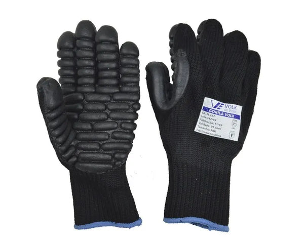Luva Vibracao Fibra Preta Gorila 103006307 Tamanho G Volk