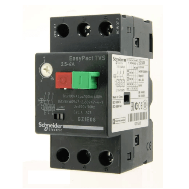 Disjuntor Motor Tripolar 4 6,3A 78A 10KA TVS GZ1E10 Schneider