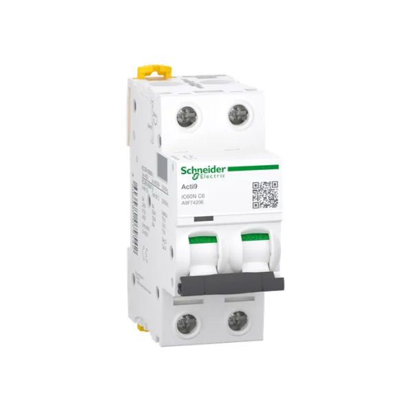 Disjuntor Mini Bipolar 6A 230/400VCA C 6KA A9F74206 Schneider