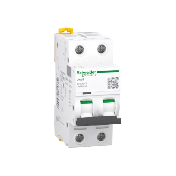 Disjuntor Mini Bipolar 6A 230/400VCA C 6KA A9F74206 Schneider